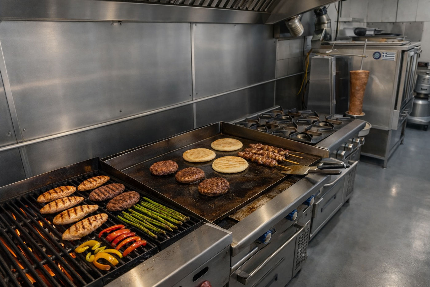 The grill line in the Yamas kitchen